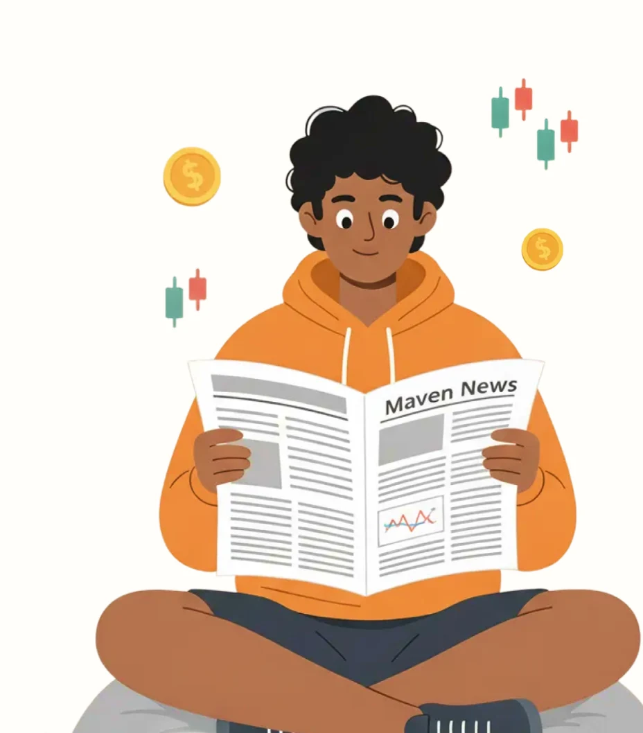 Trader reading the Maven News newspaper